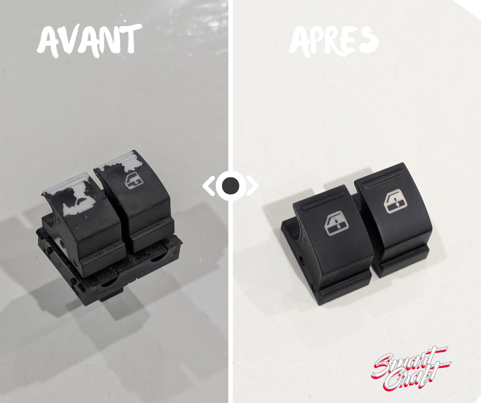 rénovation boutons collants voiture avant après