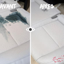 Accident de stylo sur la banquette arrière en cuir Encre sur le cuir