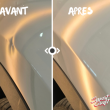 Intervention de débosselage sur une aile Coup de portière